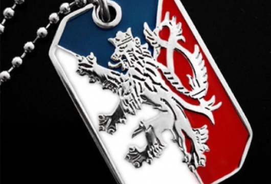 Czech Republic National Lion Flag: Unisex Crest Dog Tag Necklace