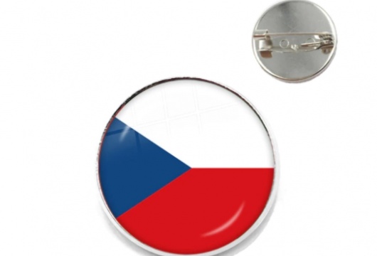 Czech Republic National Flag: Cabochon Lapel Pin - SILVER
