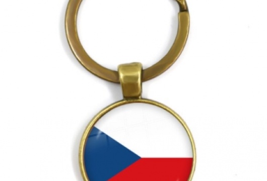 Tschechische Republik Nationalflagge: Cabochon Schlüsseranhänger - BRONZE