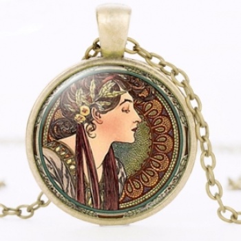 Secesní šperk Alfonse Muchy: dámský náhrdelník - 9 v BRONZU