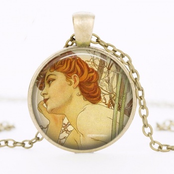 Secesní šperk Alfonse Muchy: dámský náhrdelník - 2 v MĚDI